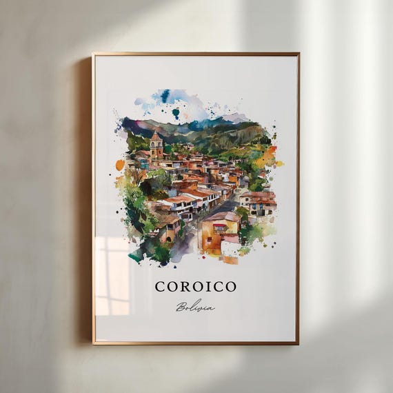 Coroico Bolivia Wall Art Print Watercolor Nor Yungas Province Gift Travel Poster Housewarming