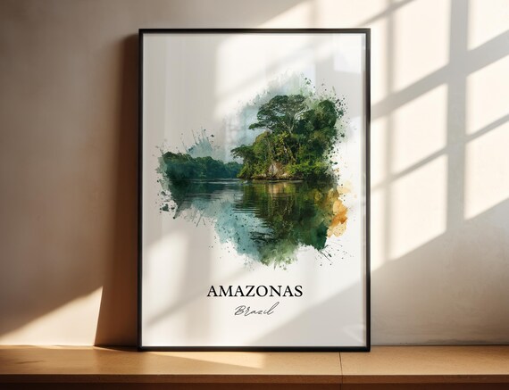 Amazonas Brazil Wall Art Print Watercolor Gift Travel Poster Housewarming