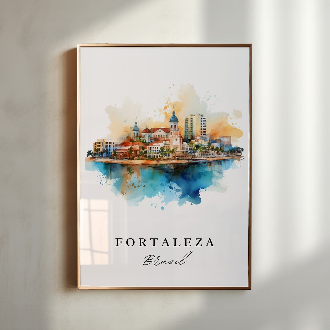Fortaleza Brazil Travel Poster, Custom Text Art
