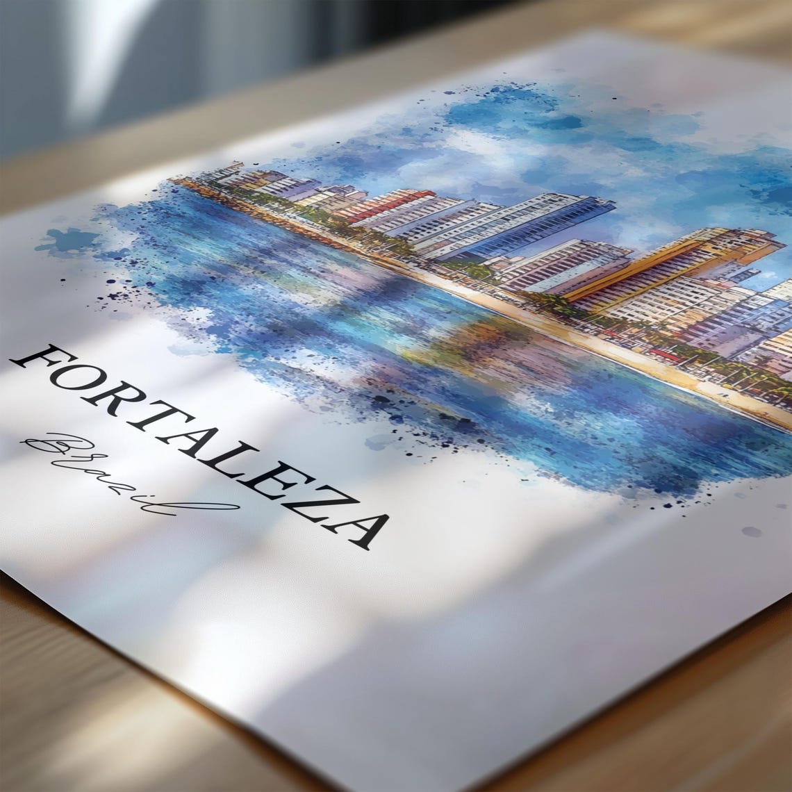 Fortaleza Brazil Watercolor Beachfront Towers Atlantic Shore Poster - Image 6