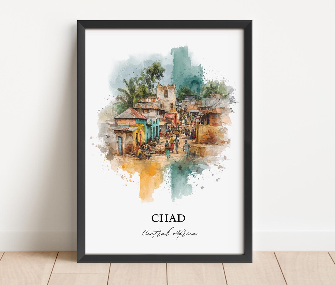 Chad Watercolor Travel Poster, Central Africa - Image 4