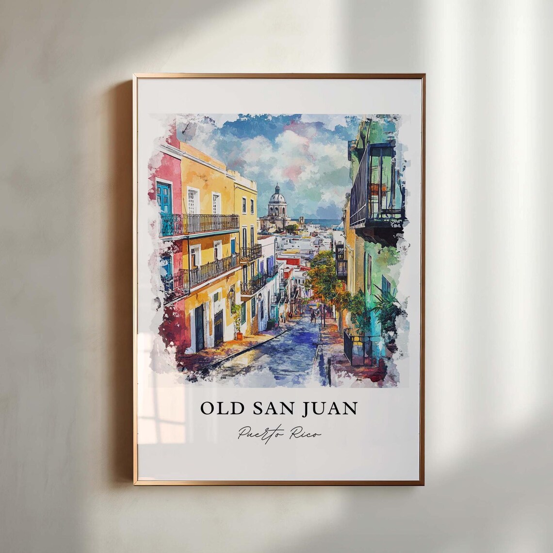 Old San Juan, Puerto Rico Watercolor Travel Poster