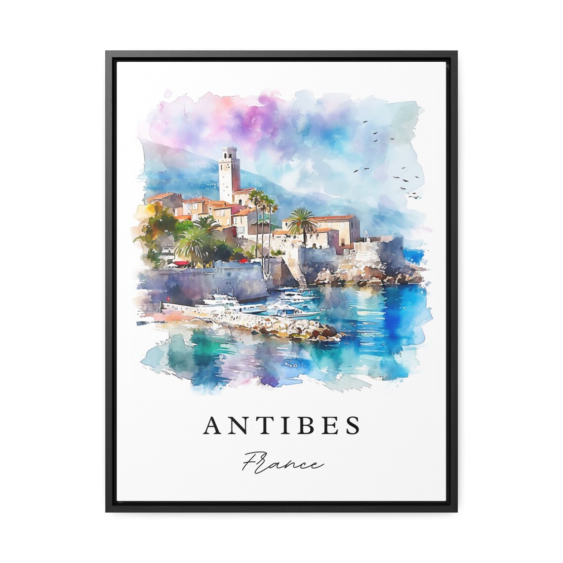 Antibes French Riviera Old Town Watercolor France Travel Poster - Image 2