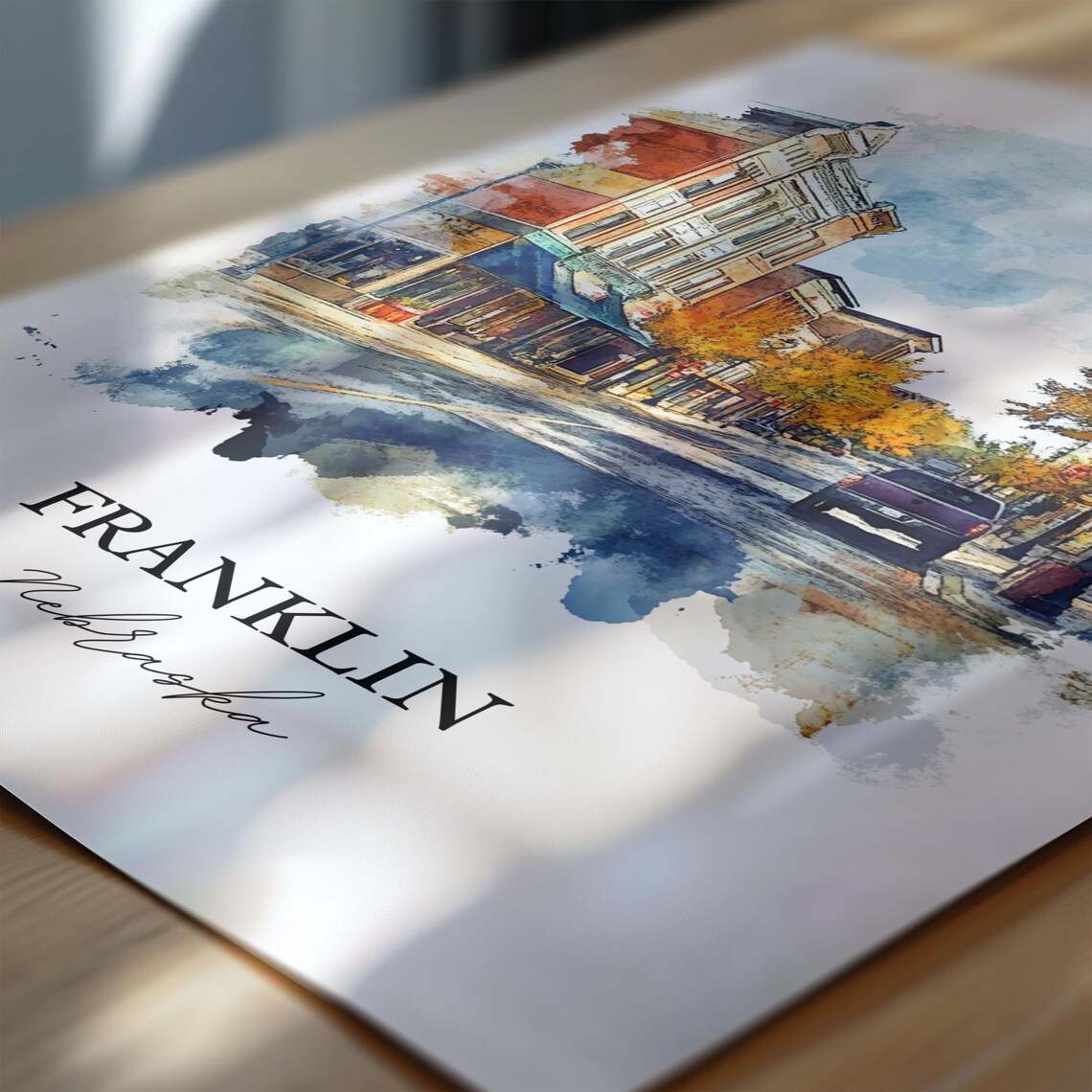 Franklin Nebraska Historic Street Watercolor Travel Gift Poster - Image 6