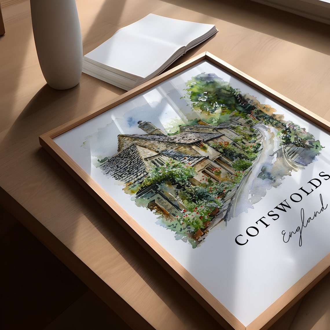 Cotswolds England Watercolor Travel Poster, Art Print - Image 6