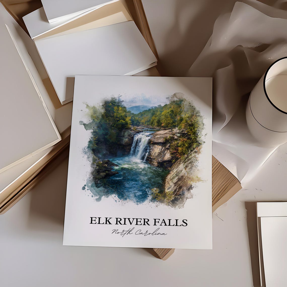 Elk River Falls Wall Art Avery County Print North Carolina Artwork Gift Travel Poster Housewarming - Image 4