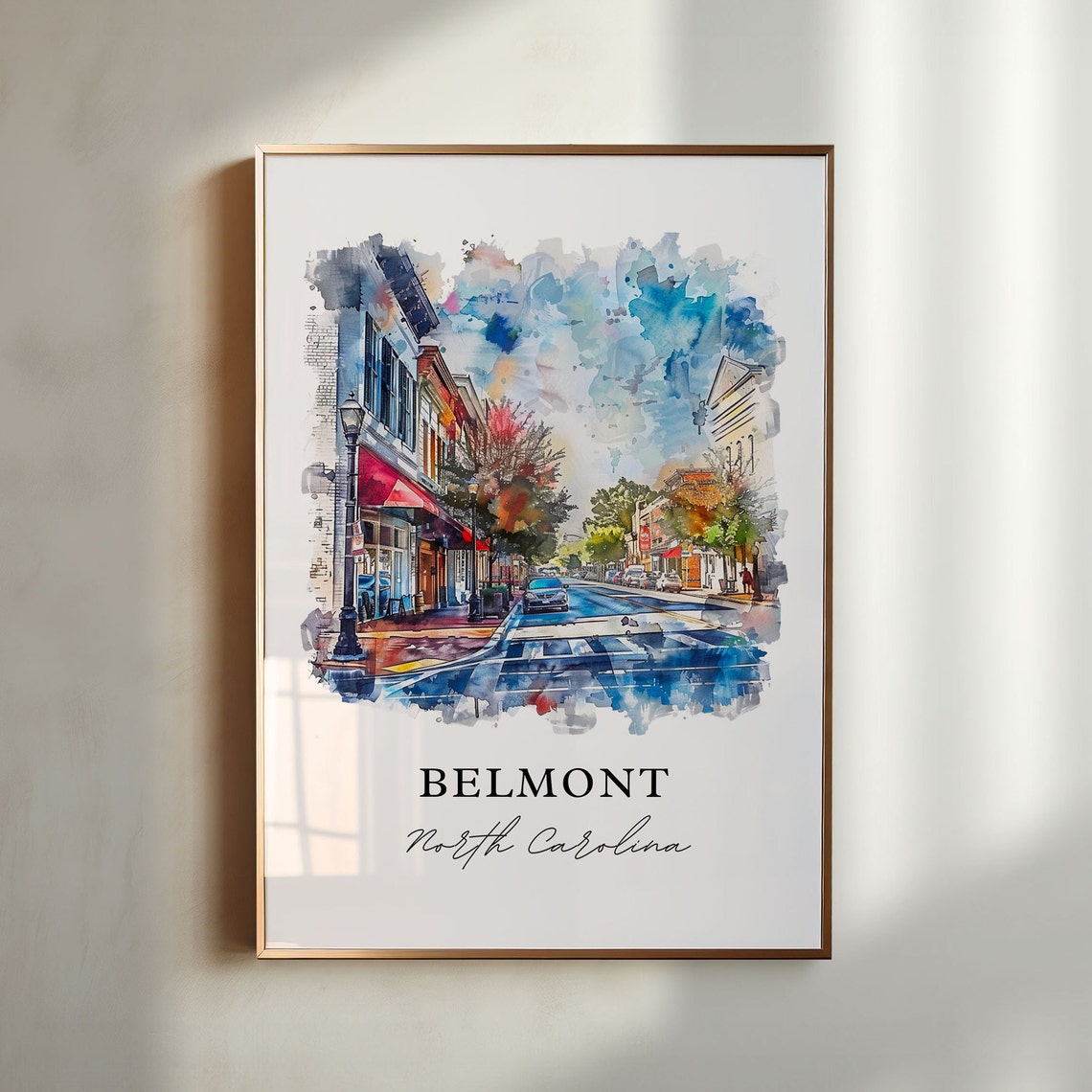 Belmont North Carolina Art Gaston County Nc Print Belmont Nc Watercolor Belmont Nc Gift Travel Print Travel Poster Housewarming Gift
