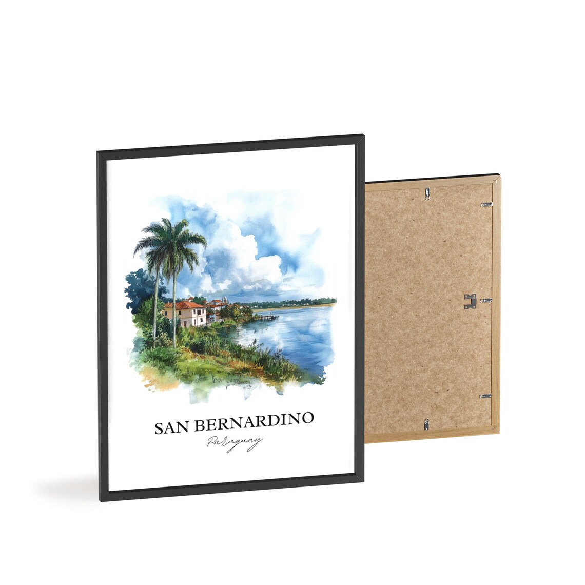 San Bernardino Paraguay Watercolor Lakeside Palms Retreat Poster - Image 2