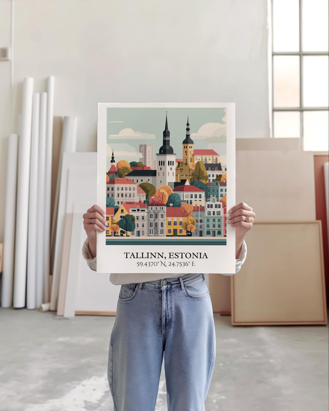 Tallinn Estonia Medieval Old Town Spires Colorful Travel Poster - Image 4