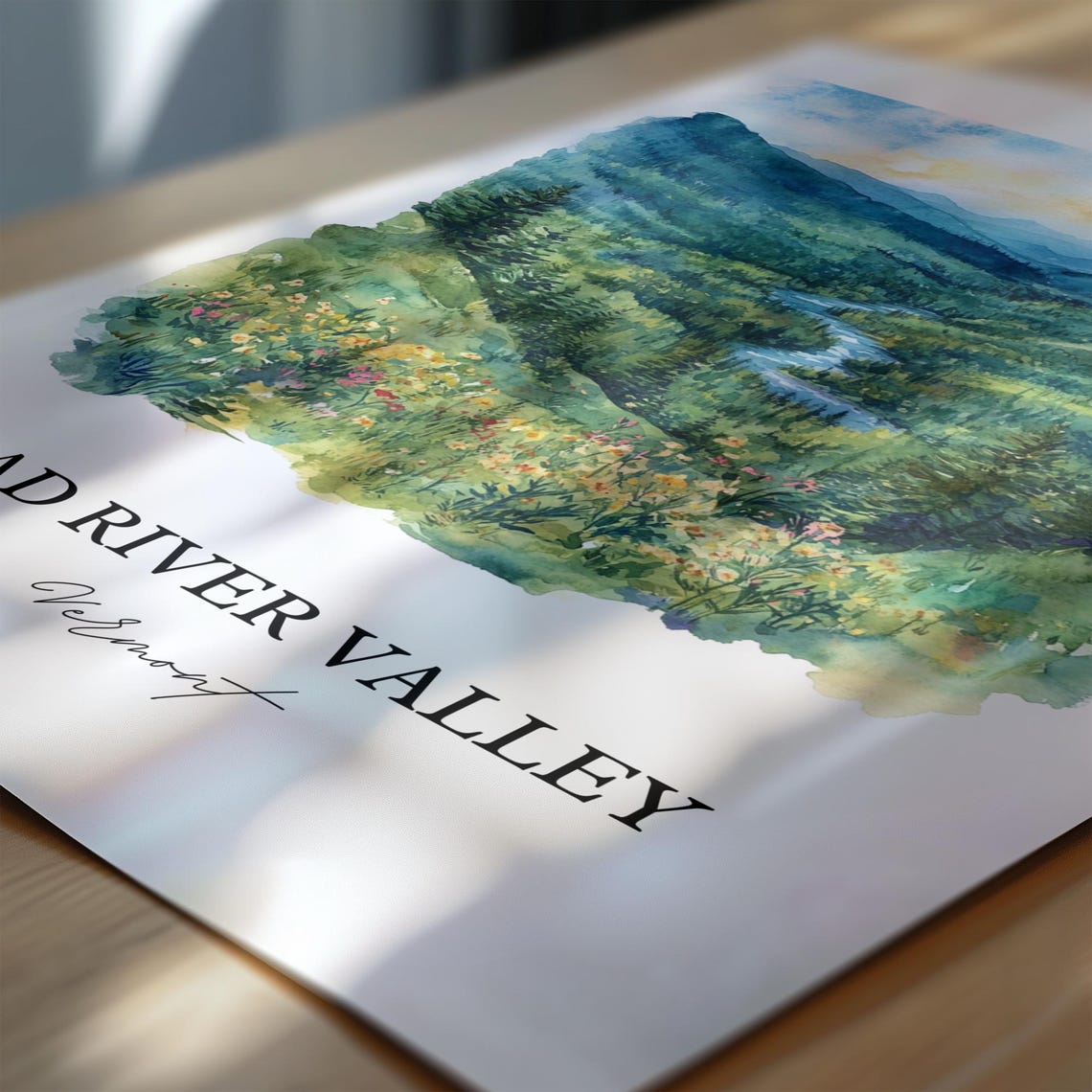 Mad River Valley Vermont Green Mountain Valley Watercolor Poster - Image 6