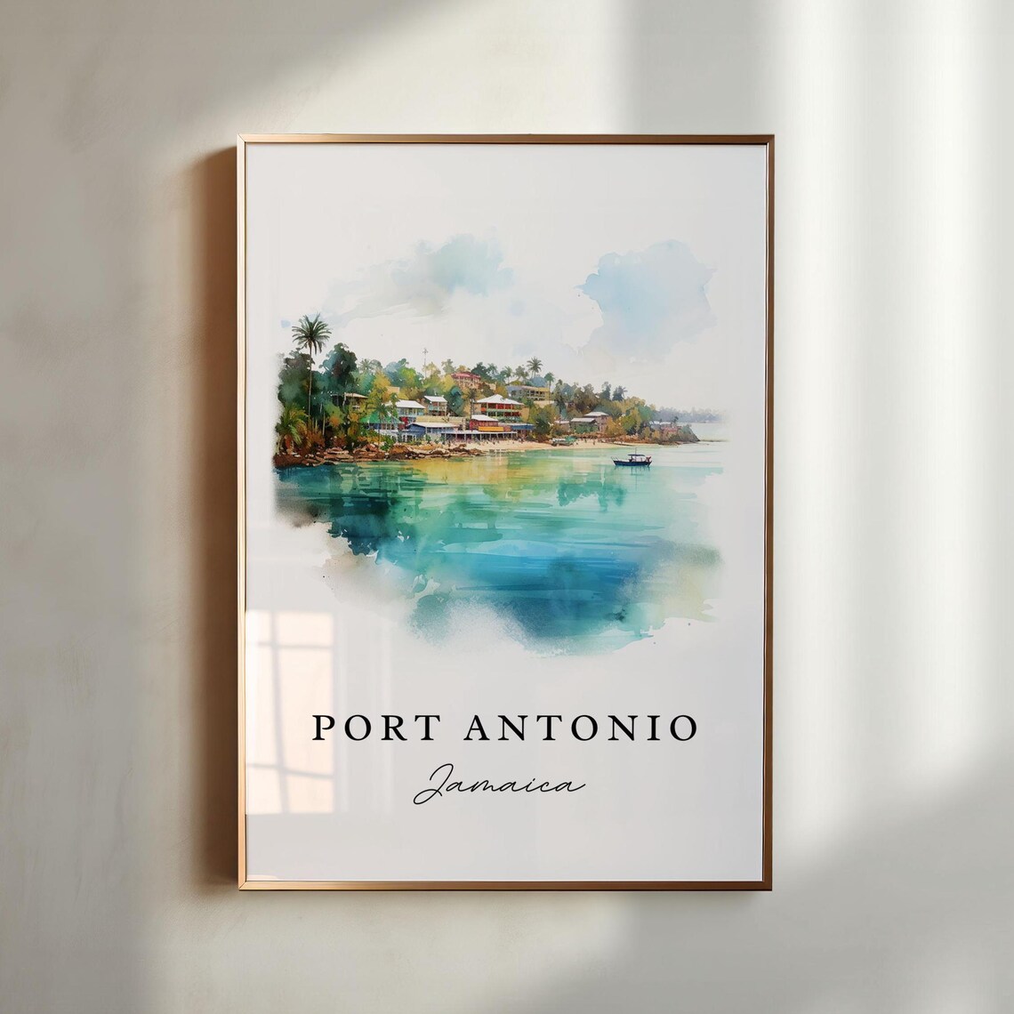 Port Antonio Jamaica Watercolor Travel Poster