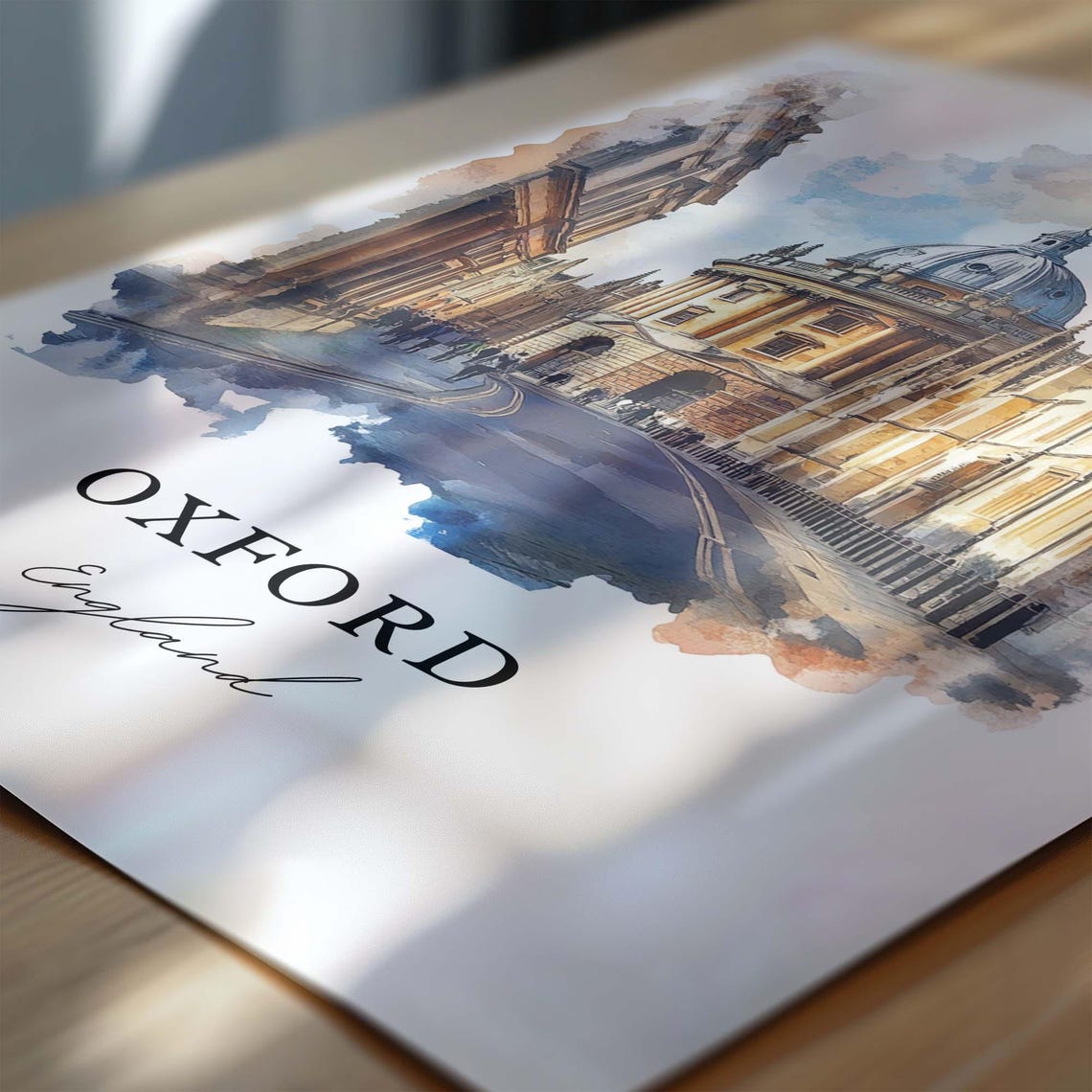 Oxford England Radcliffe Camera Dome Historic Street Watercolor Poster - Image 4