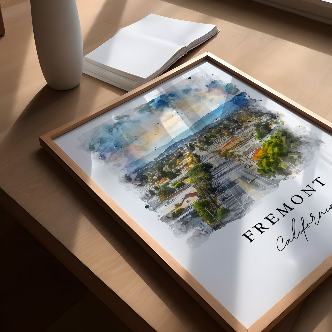 Fremont California Sweeping Aerial City Street Hills Backdrop Poster - Image 5