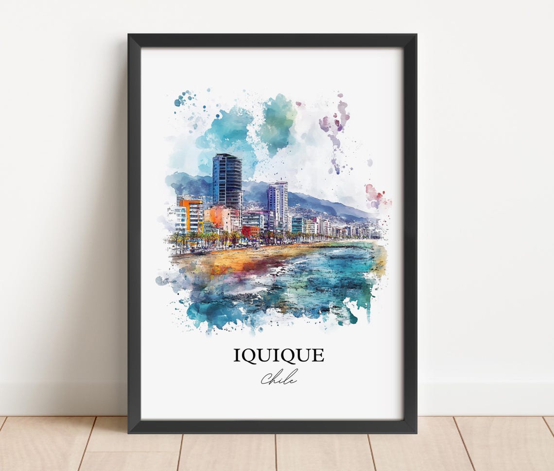 Iquique Chile Watercolor Beach Towers Pacific Coastline Poster - Image 5