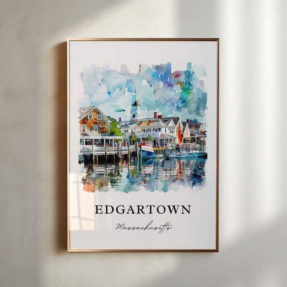 Edgartown MA Travel Poster, Martha's Vineyard Print