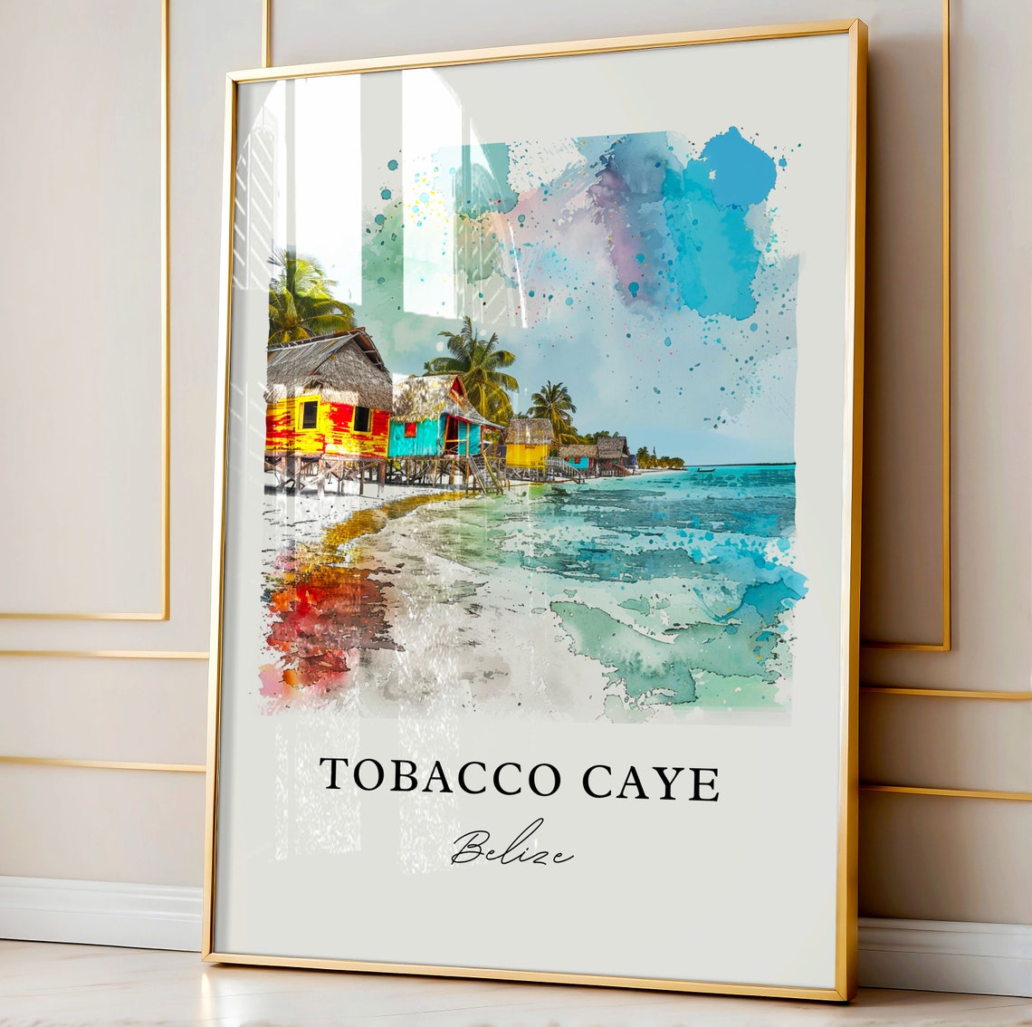 Tobacco Caye Wall Art Print Watercolor Belize Gift Travel Poster Housewarming - Image 4