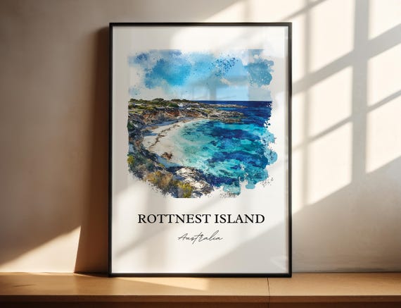 Rottnest Island Wall Art Perth Print Australia Watercolor Gift Travel Poster Housewarming