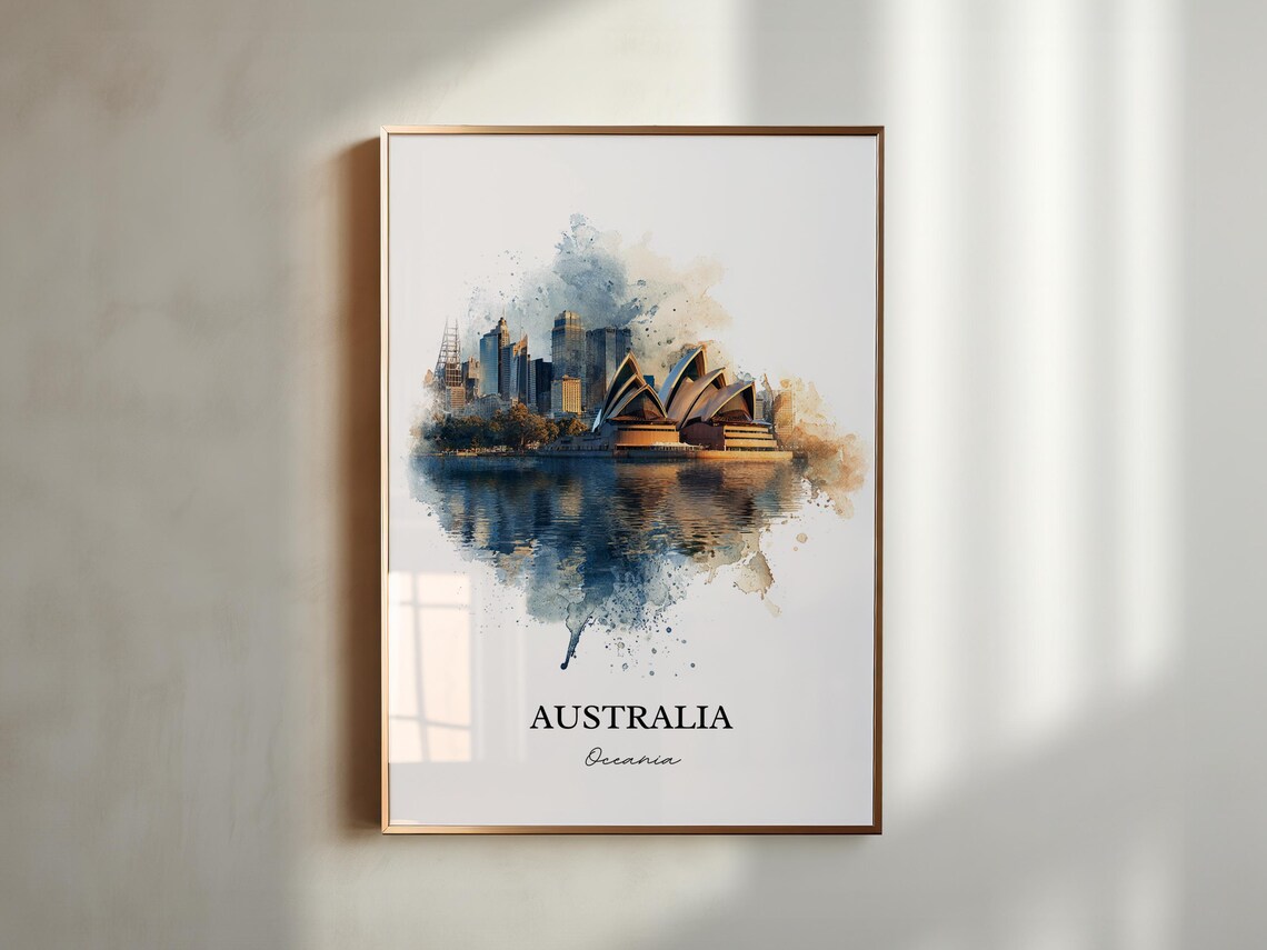 Sydney Opera House Watercolor Harbor Australia Travel Art Print - Image 5