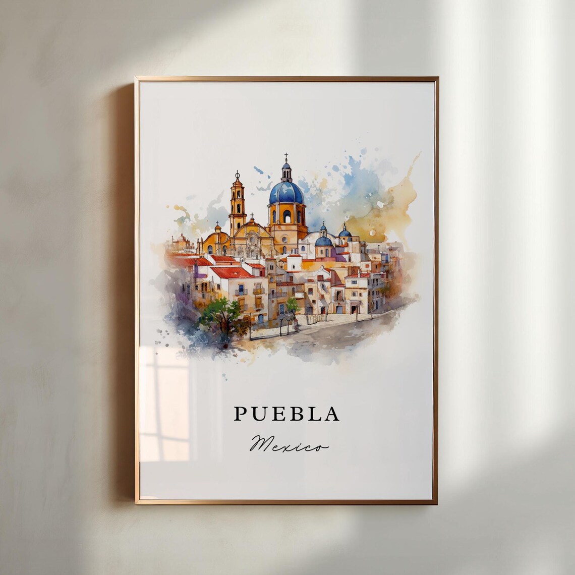 Puebla Mexico Travel Poster, Custom Text Art Print
