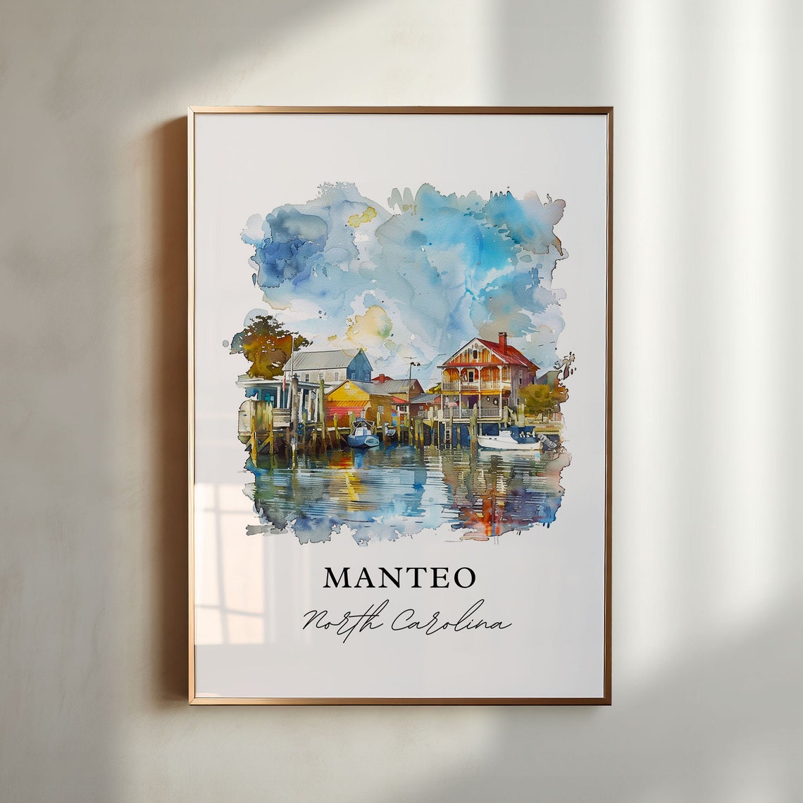 Manteo Nc Wall Art Manteo Print Manteo Watercolor Manteo North Carolina Gift Travel Print Travel Poster Housewarming Gift