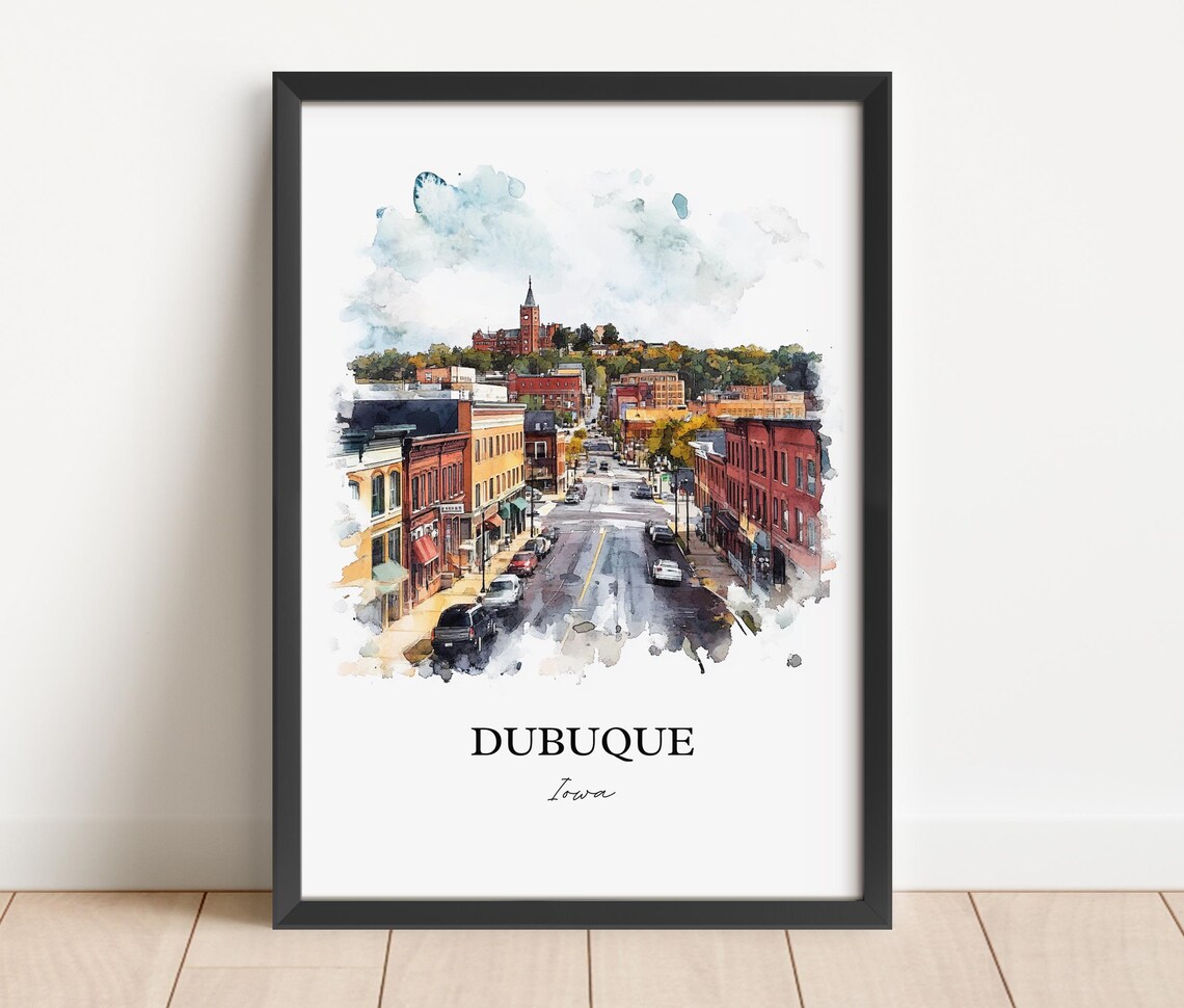 Dubuque Ia Watercolor Travel Poster, Iowa Print - Image 4