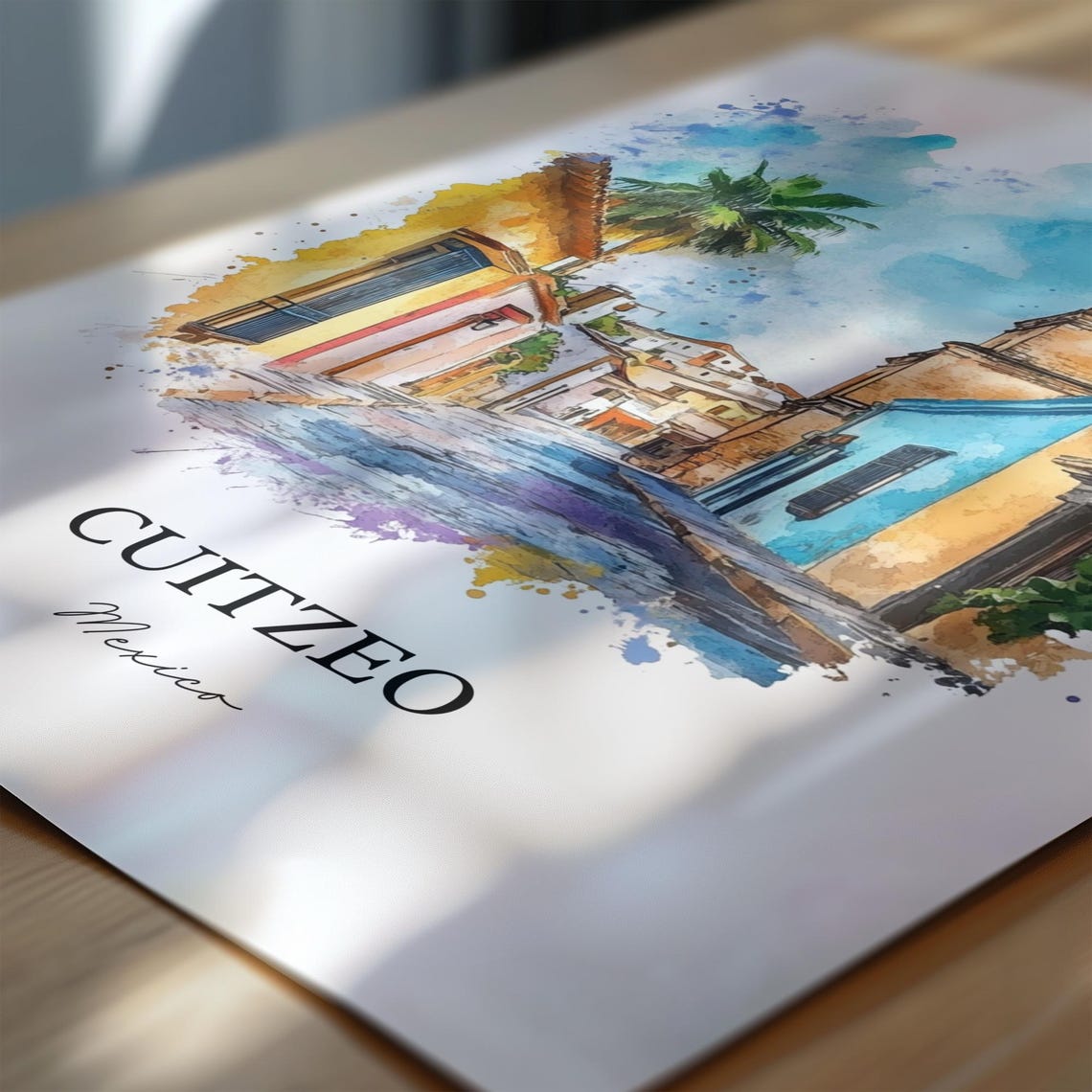 Cuitzeo Mexico Wall Art Michoacn Print Watercolor Gift Travel Poster Housewarming - Image 6