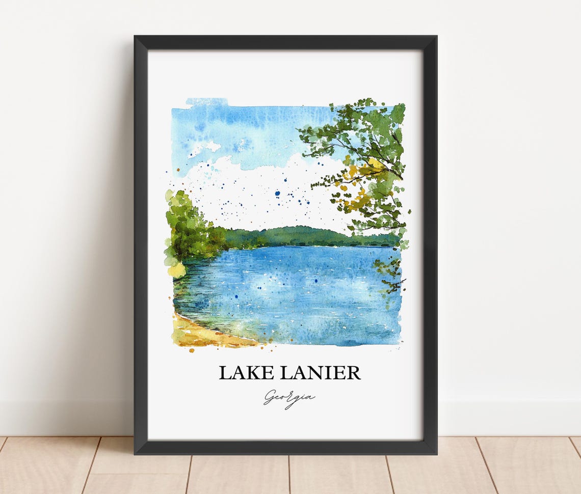 Lake Lanier Georgia Bright Blue Water Sunny Shoreline Poster - Image 4