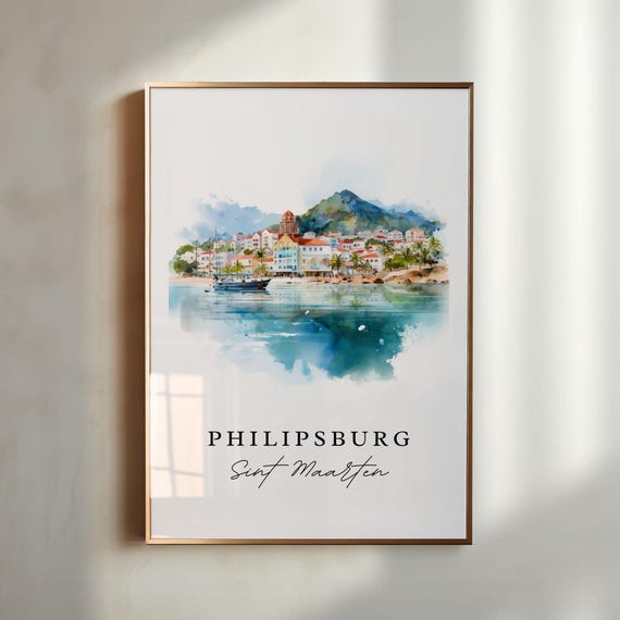 Philipsburg Wall Art Sint Maarten Philipsburg Artwork Saint Martin Gift Birthday Present Custom Text Personalized Gift