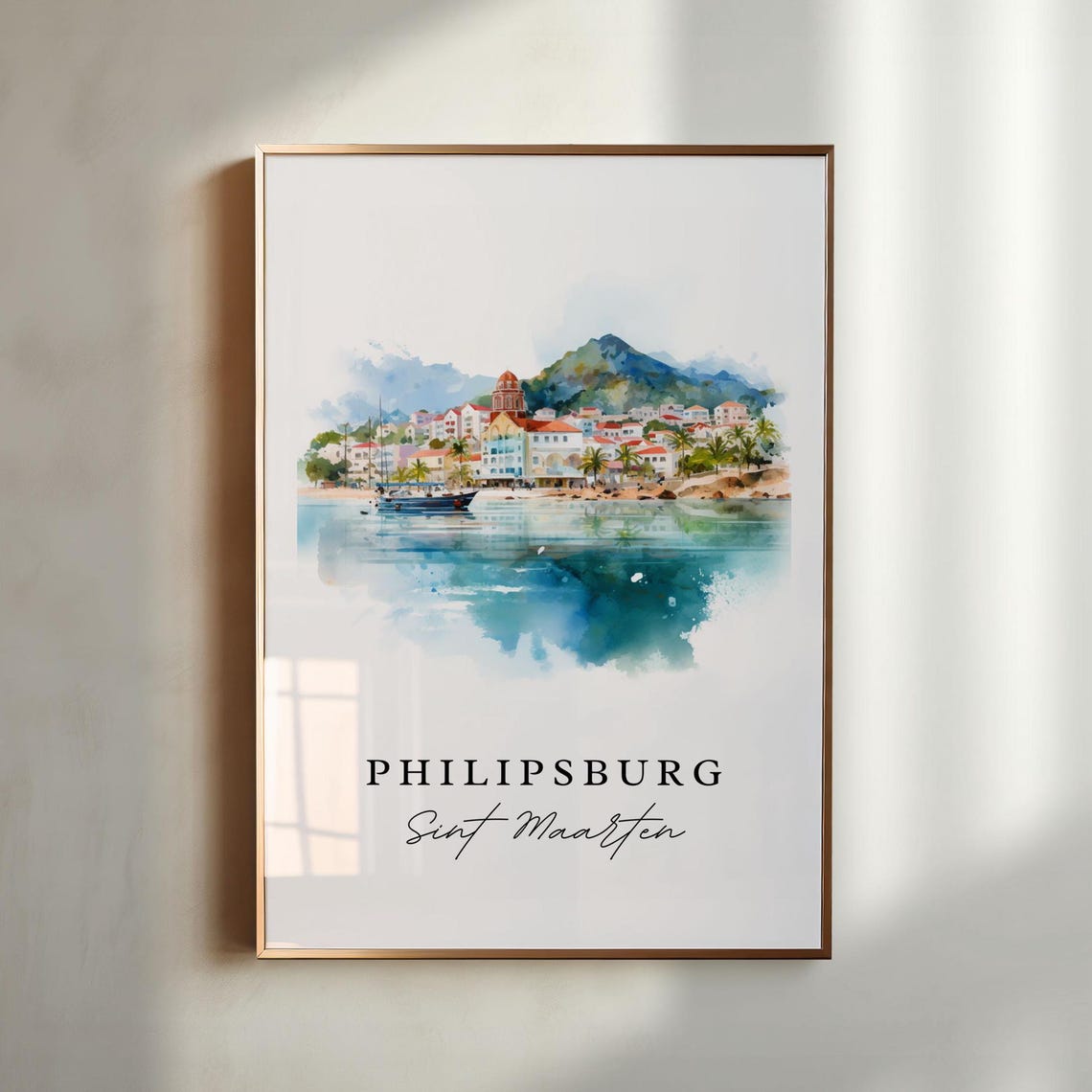 Philipsburg Wall Art Sint Maarten Philipsburg Artwork Saint Martin Gift Birthday Present Custom Text Personalized Gift