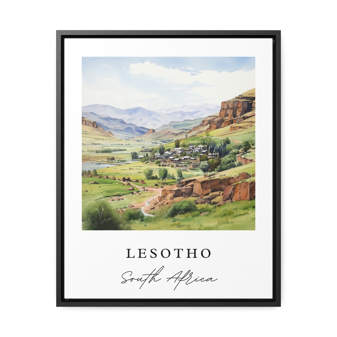 Lesotho Traditional Travel Art Poster, Custom Text - Image 2