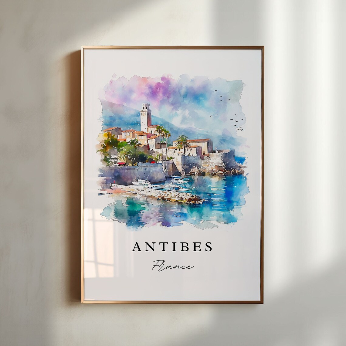 Antibes French Riviera Old Town Watercolor France Travel Poster