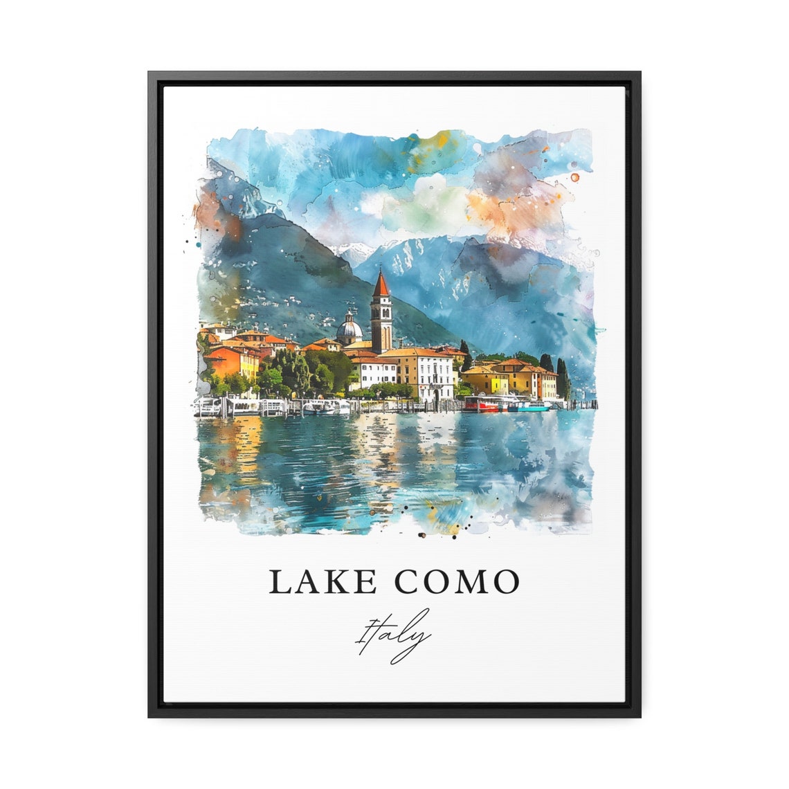 Lake Como Italy Watercolor Travel Poster Art Print - Image 3