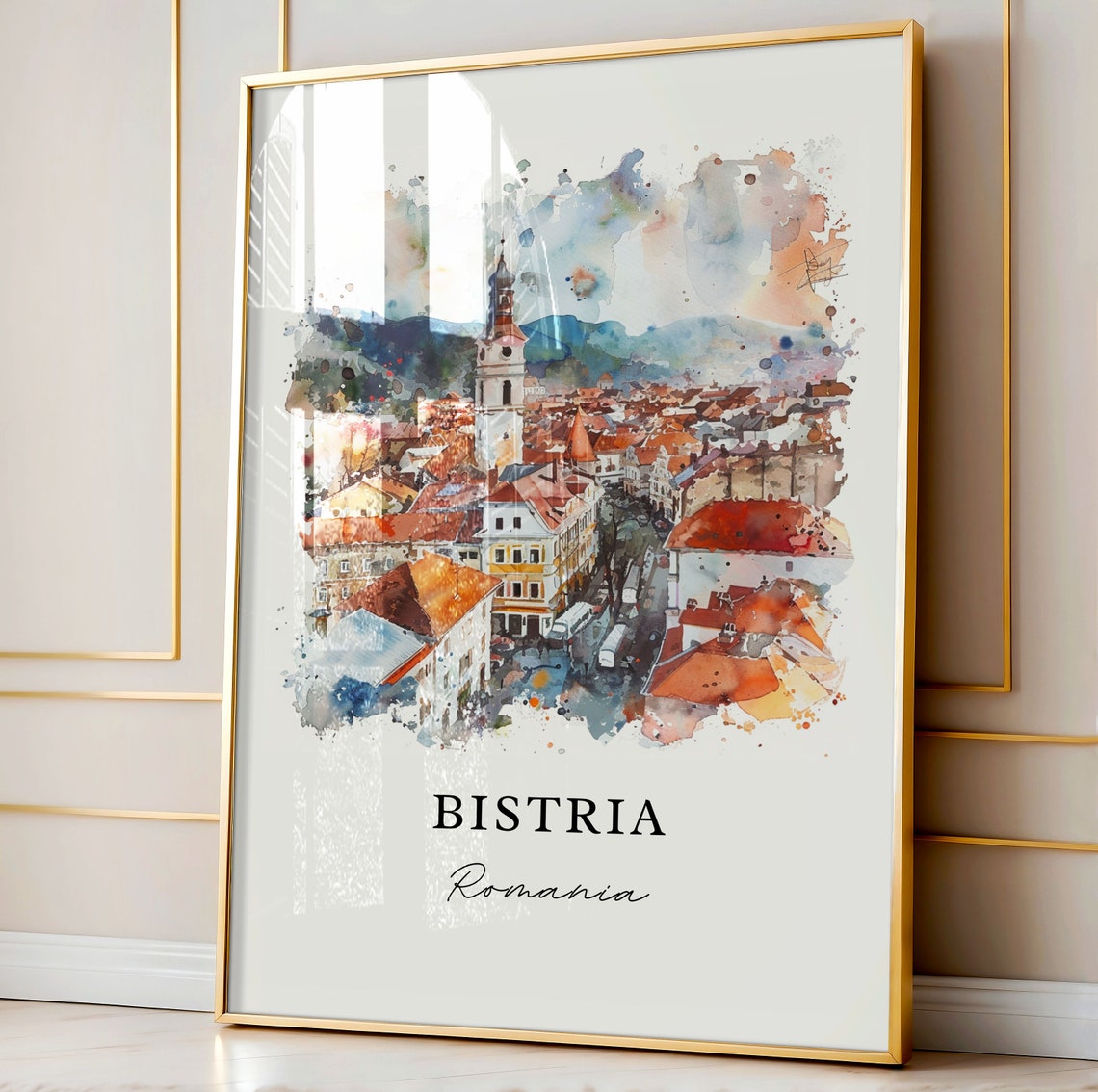 Bistria Watercolor Travel Poster, Romania Print - Image 3