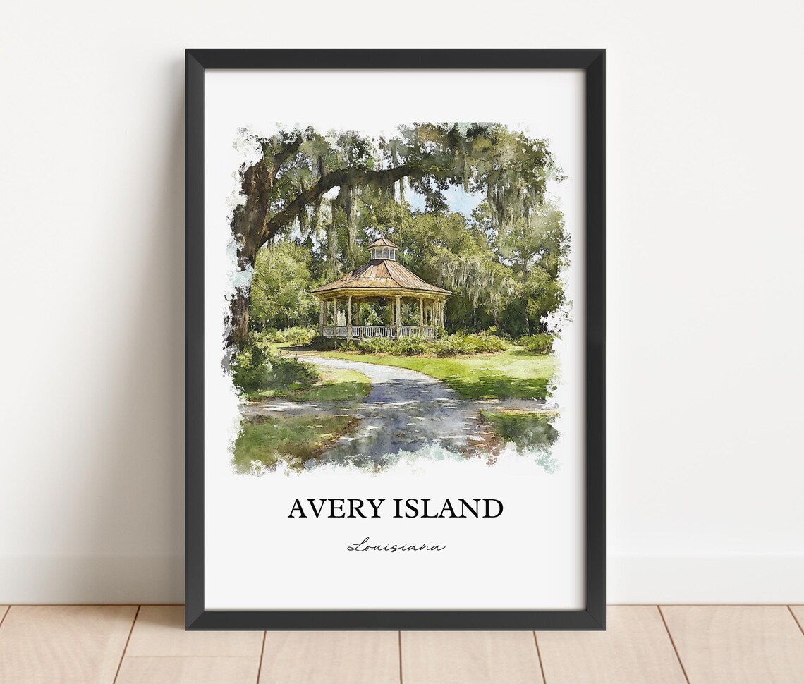 Avery Island Louisiana Watercolor Garden Gazebo Scene Art Poster - Image 5