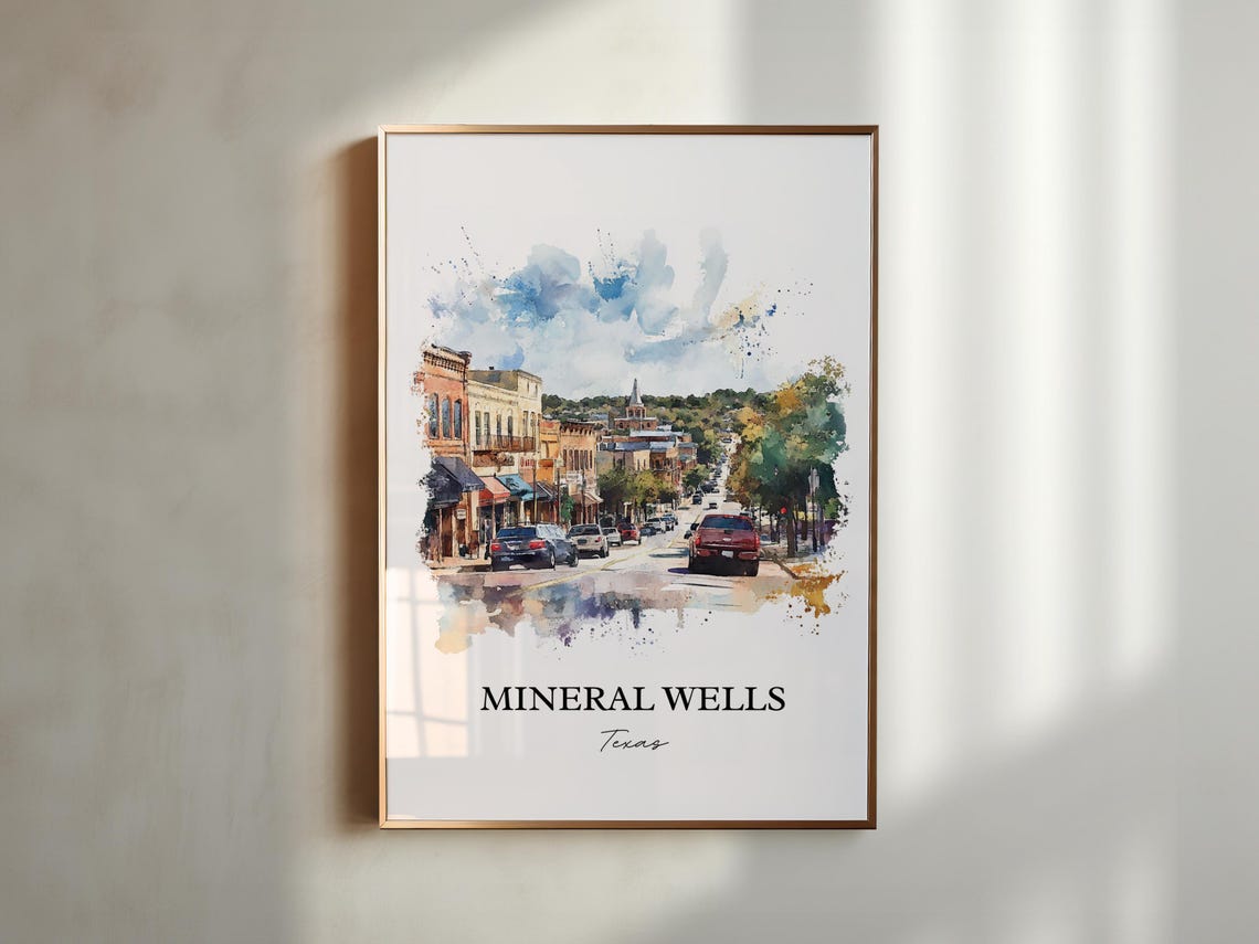 Mineral Wells Texas Historic Downtown Watercolor Travel Gift Poster - Image 5