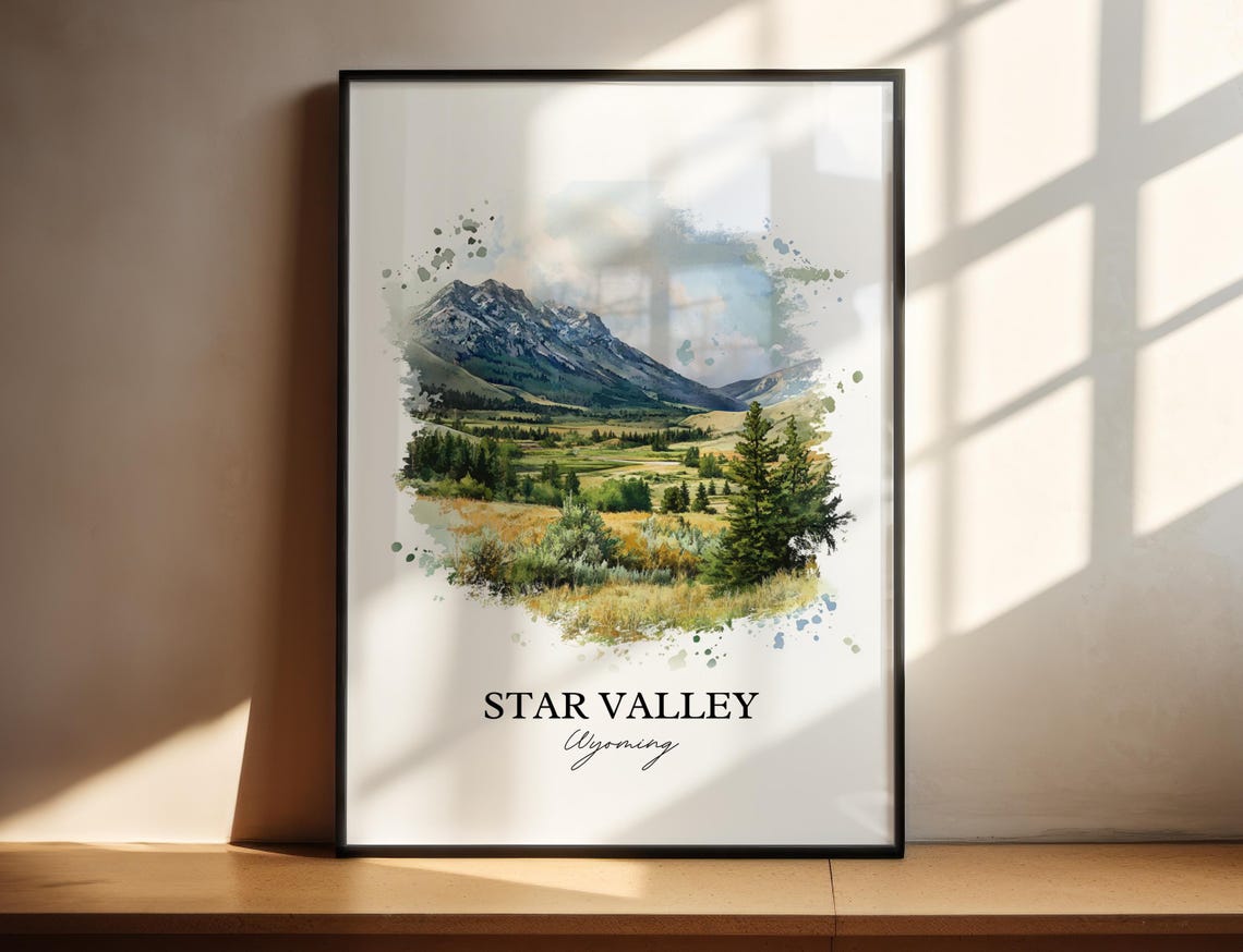 Star Valley Wyoming Mountain Meadow Landscape Watercolor Poster