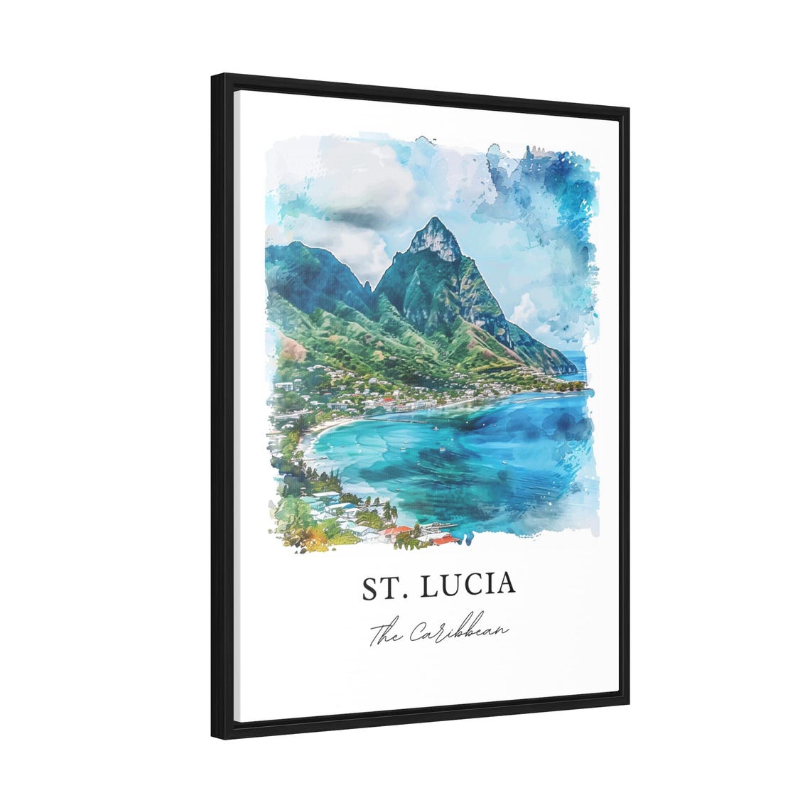 St Lucia Watercolor Travel Poster, Caribbean Island - Image 2