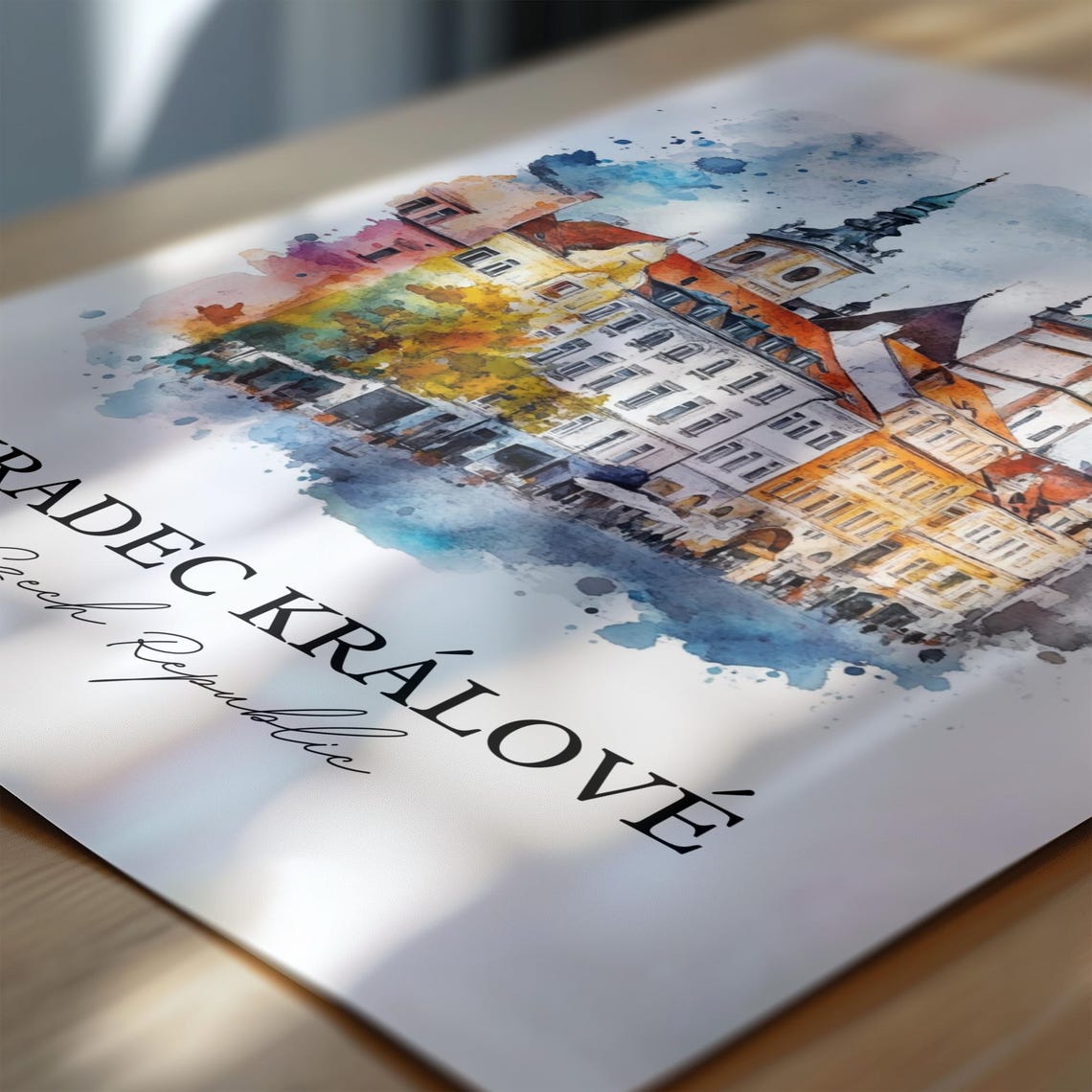 Hradec Kralove Czech Republic Watercolor Old Town Travel Poster - Image 6