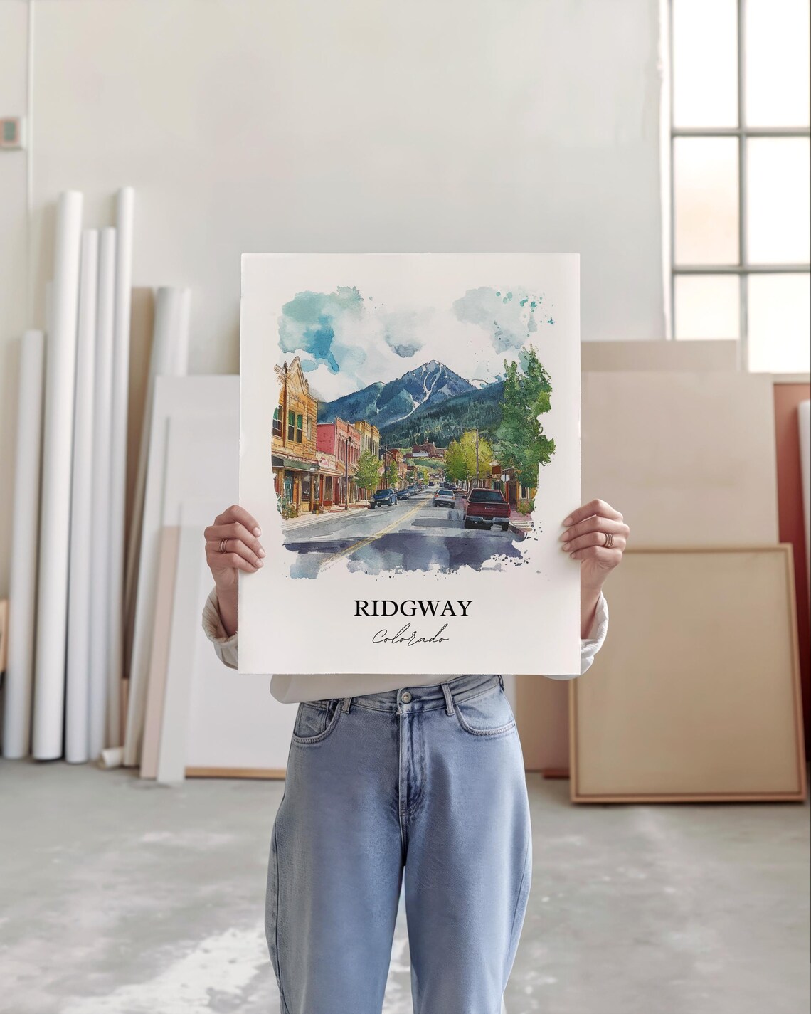 Ridgway Colorado Mountain Main Street Watercolor Travel Gift Poster - Image 5