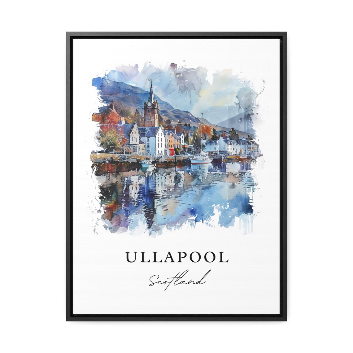 Ullapool Scotland Harbor Village Watercolor Highland Travel Poster - Image 2