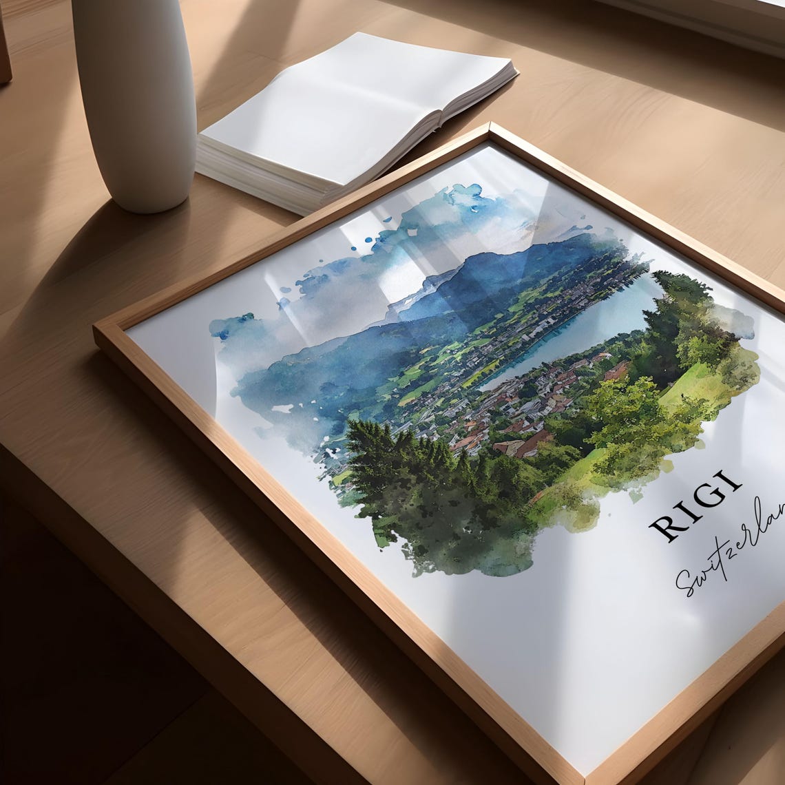 Rigi Switzerland Lake Lucerne Mountain Watercolor Alpine Travel Poster - Image 5
