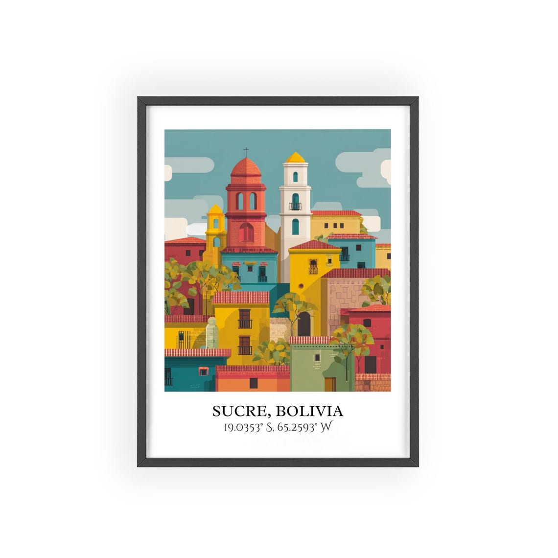 Sucre Bolivia Colonial Churches Colorful Rooftops Travel Poster - Image 2