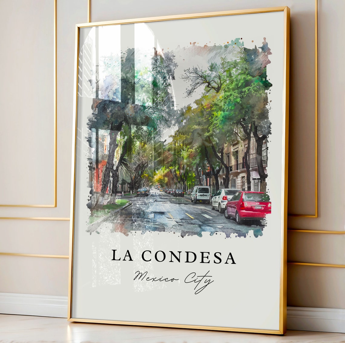 La Condesa Mexico City Charming Tree Lined Street Art Poster - Image 4