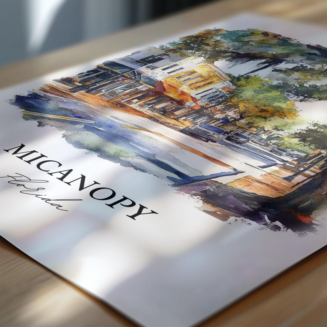 Micanopy Florida Spanish Moss Downtown Watercolor Travel Gift Poster - Image 6