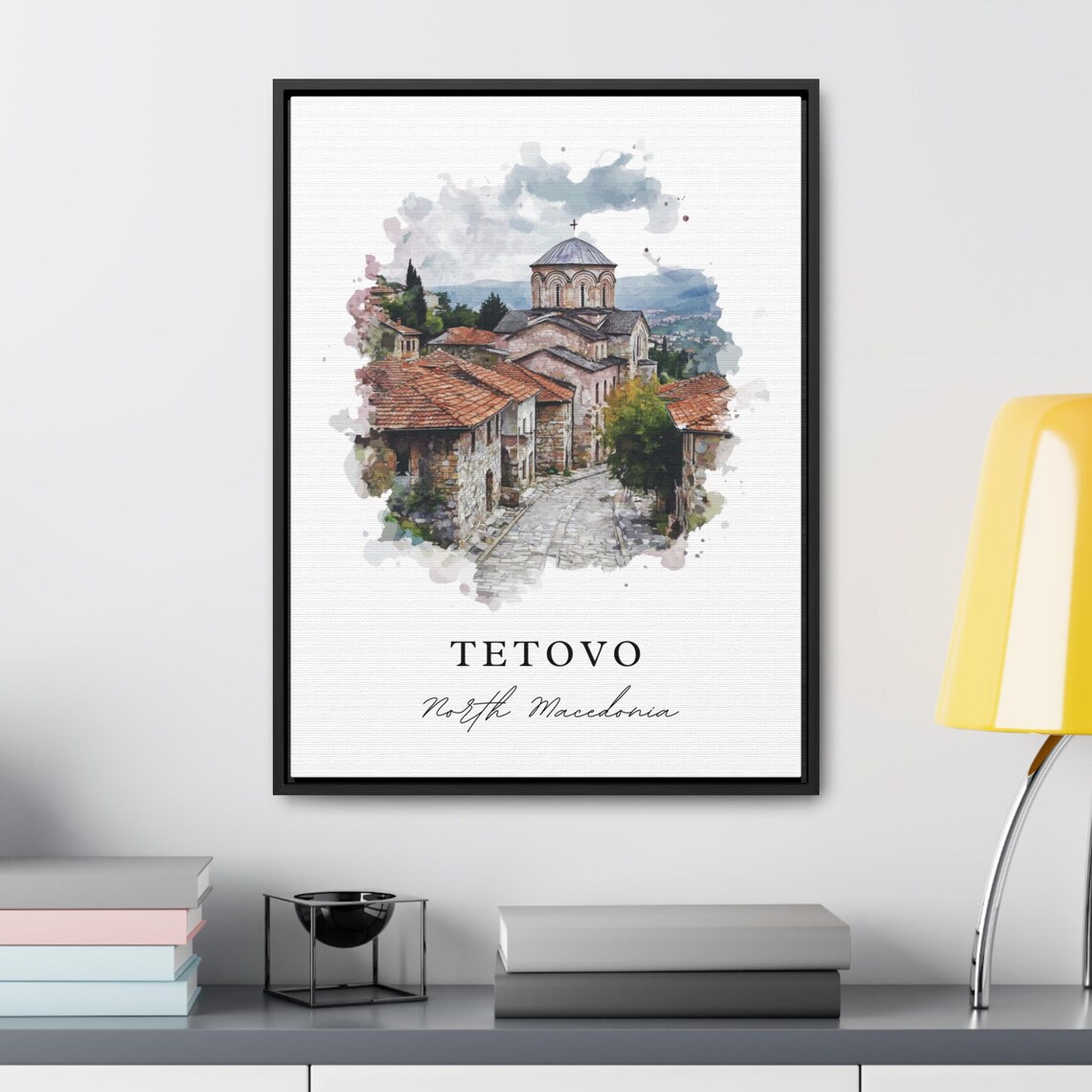 Tetovo North Macedonia Watercolor Old Stone Church Street Poster - Image 3
