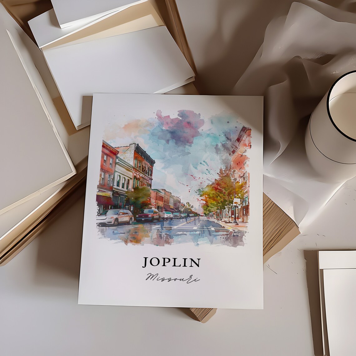 Joplin Missouri Historic Downtown Main Street Watercolor Poster - Image 6