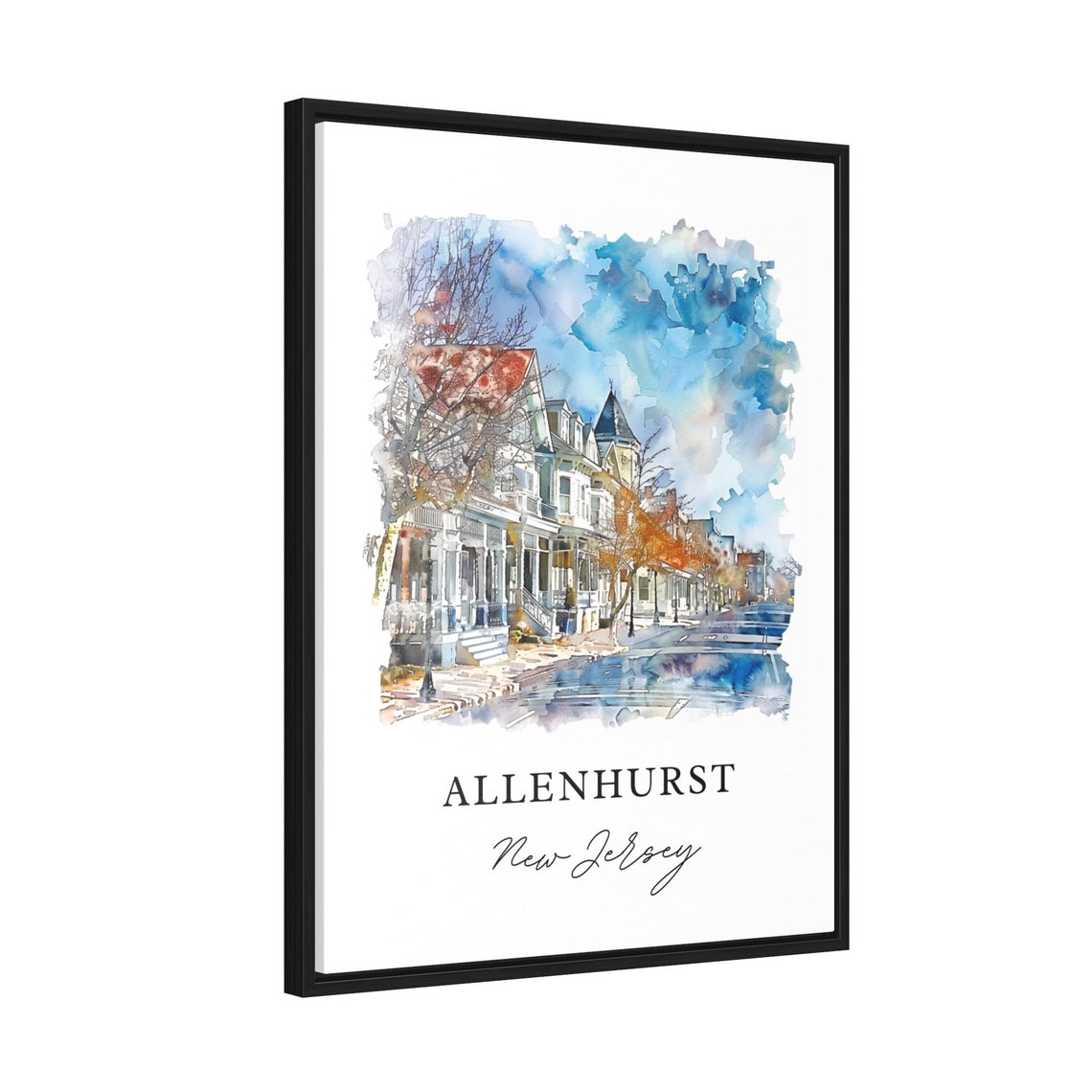 Allenhurst New Jersey Victorian Streetscape Watercolor Poster - Image 2