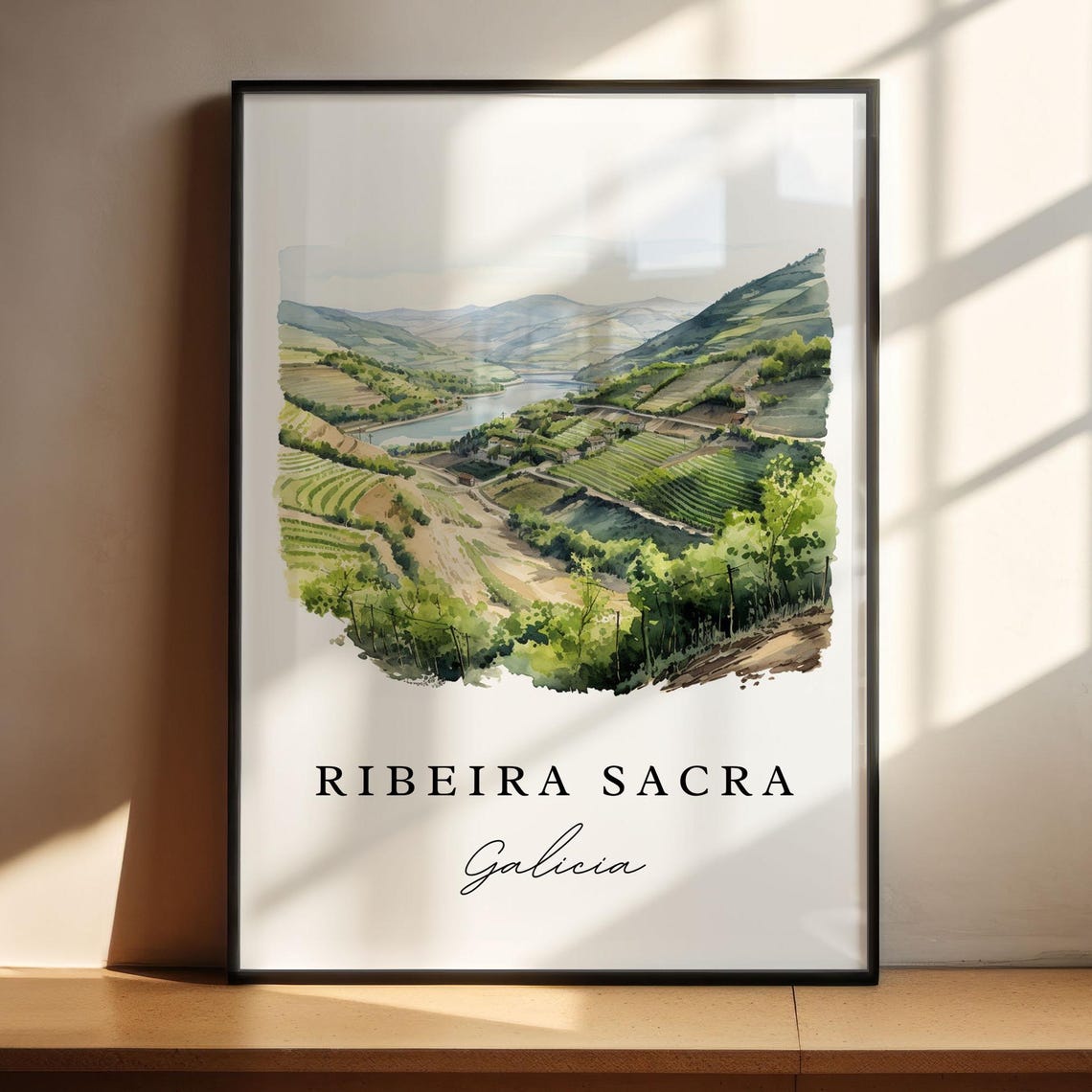 Ribeira Sacra Galicia Watercolor Vineyard Valley River Poster - Image 4