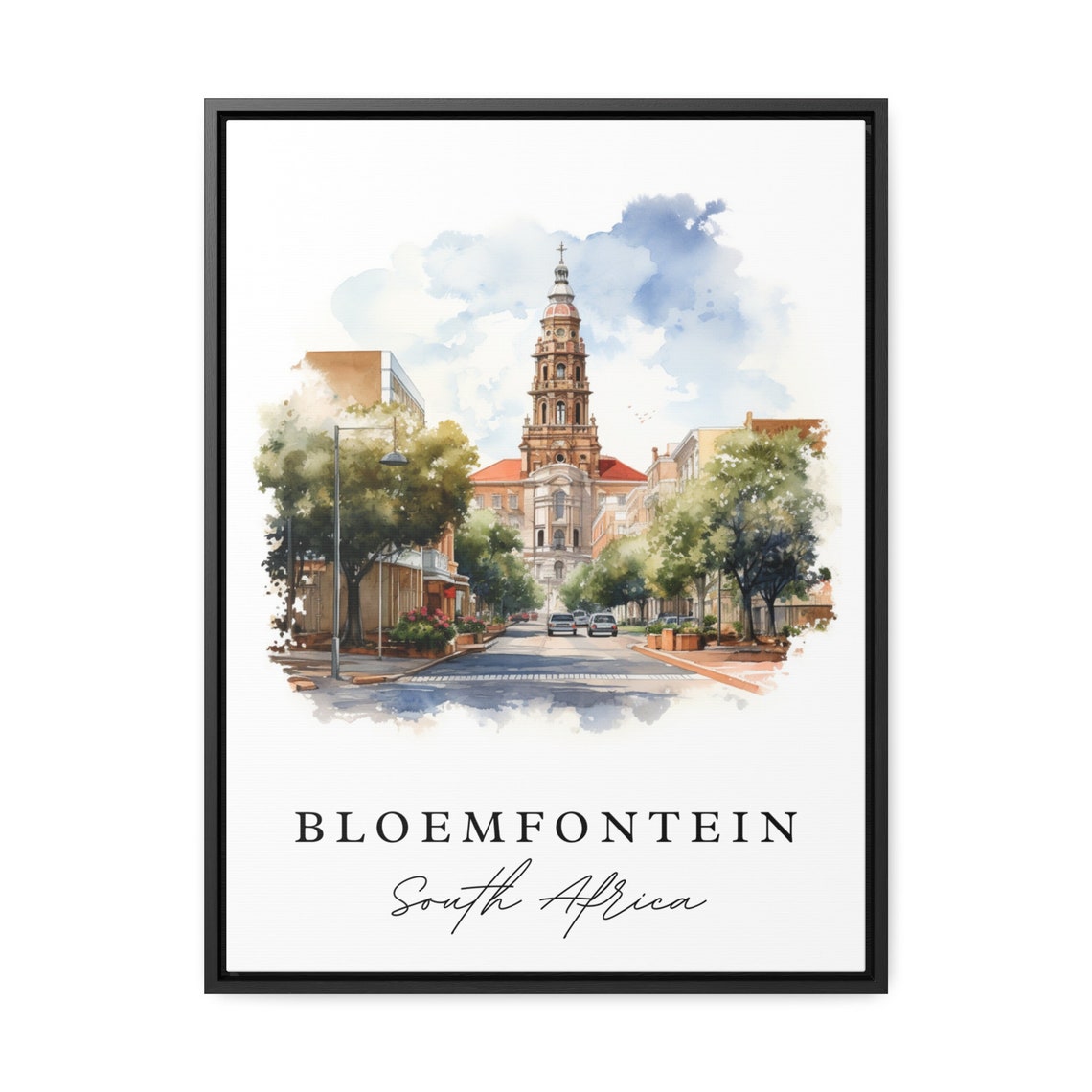 Bloemfontein South Africa Cathedral Street Watercolor Poster - Image 2