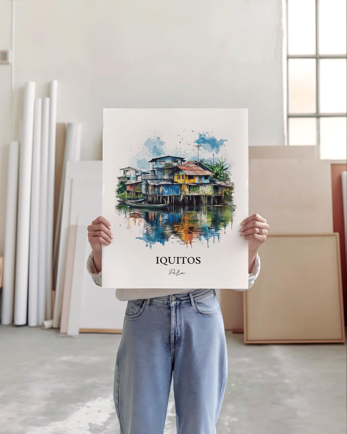 Iquitos Peru Wall Art Beln District Print Watercolor Gift Travel Poster Housewarming - Image 3